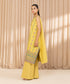 Unstitched Women's Embroidered Cotton Net Yellow Three Piece Suit